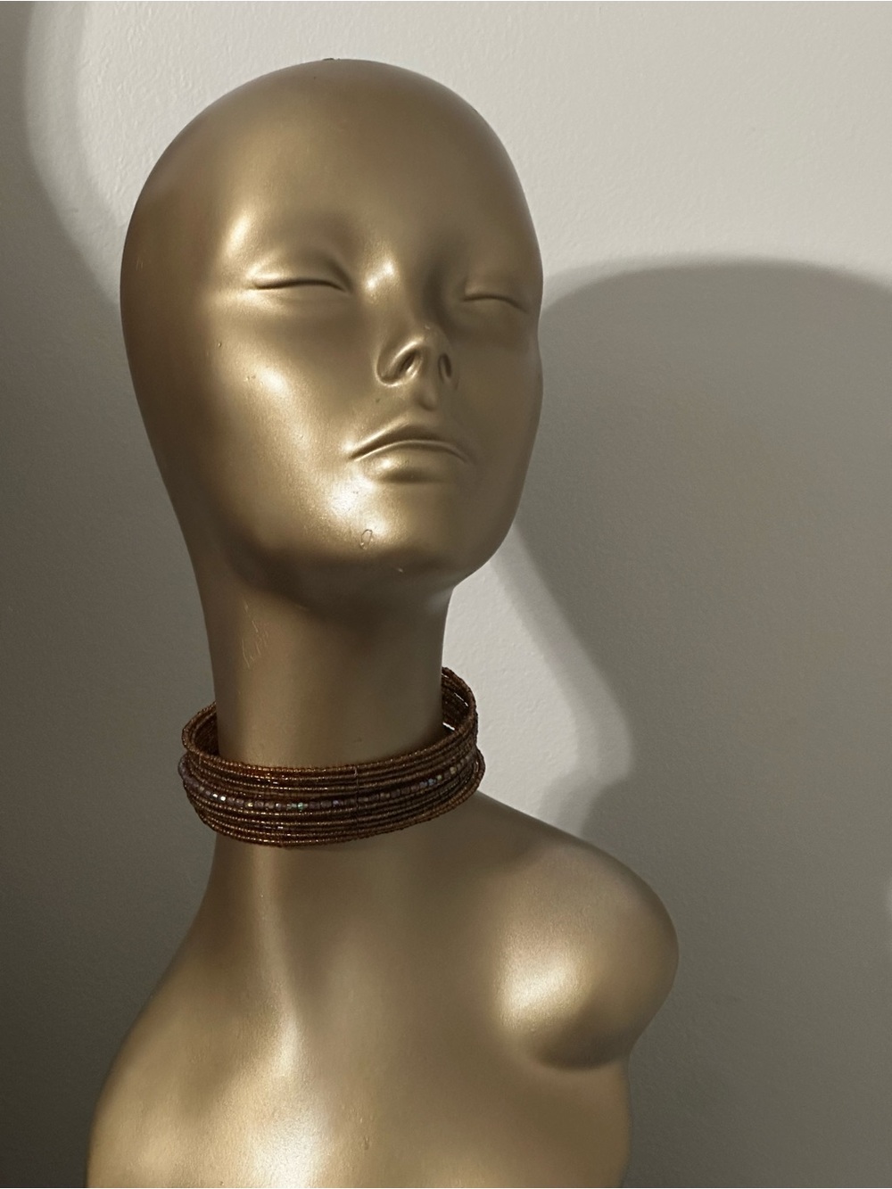 Amber Brown Beaded Choker Necklace - Women Jewelry